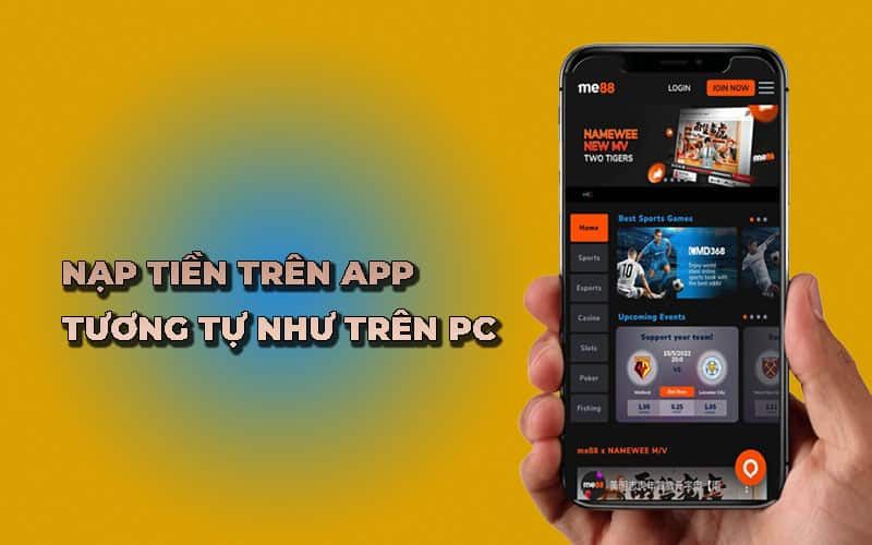 Nạp tiền trên app Me88